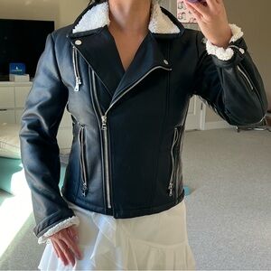 NWOT Express Sherpa Collar Leather Jacket
